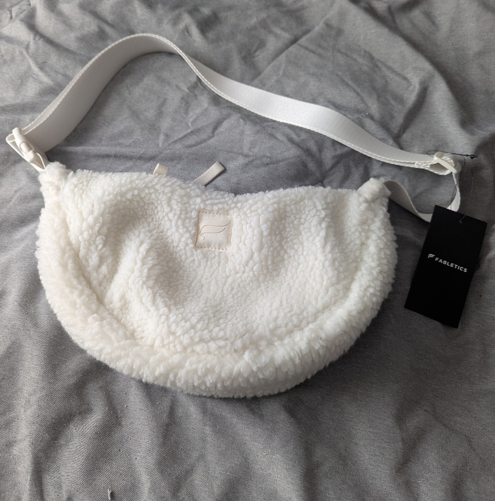 Fabletics Cream Sherpa Crossbody Bag
